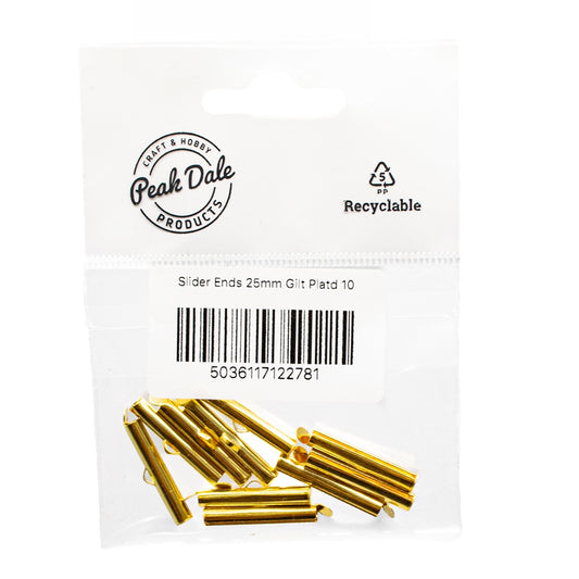 Slider Ends 25mm Gilt Plated Pack of 10