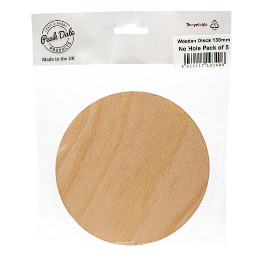 Wooden Discs 130mm No Hole Pack of 5