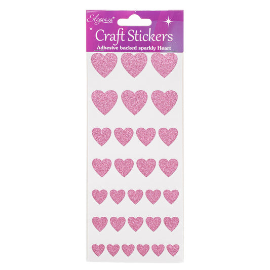 Adhesive Backed Hearts GLITTER PINK Asst - Default Title (BLIHEAGLPIN)