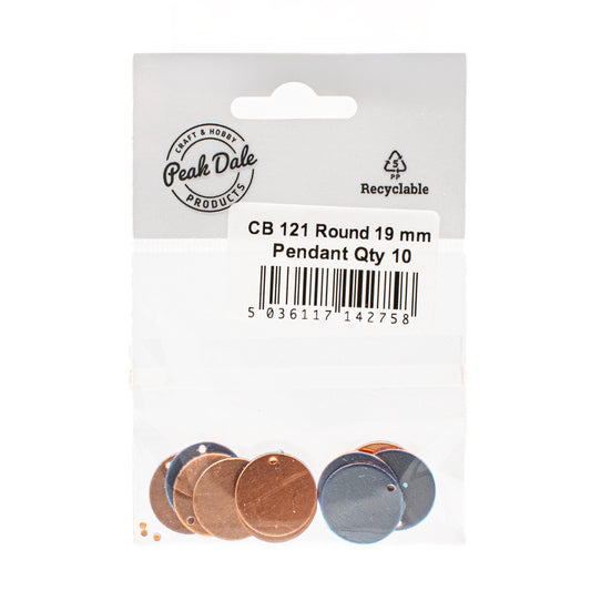 CB121 Round 19 mm Copper Pendant 10 Pack - Default Title (CB121)