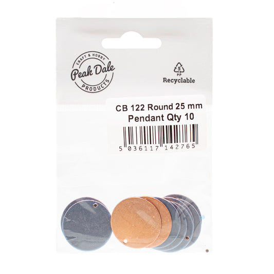 CB122 Round 25 mm Copper Pendant 10 Pack - Default Title (CB122)