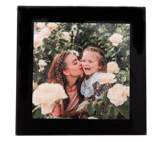 Glass Coaster 100 x 100mm Square Black edge