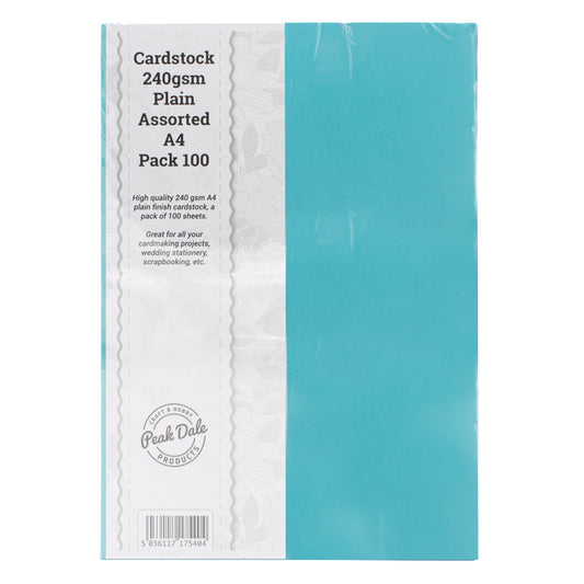 Cardstock PACK 100 Plain Assorted A4 240gsm - Default Title (CS3PLAAST)