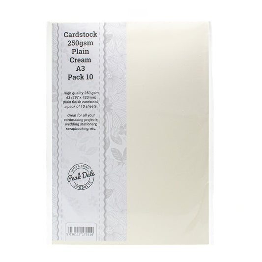 Cardstock A3 Plain Cream Pack of 10 (250gsm) - Default (CSPLACRE-A3-10)