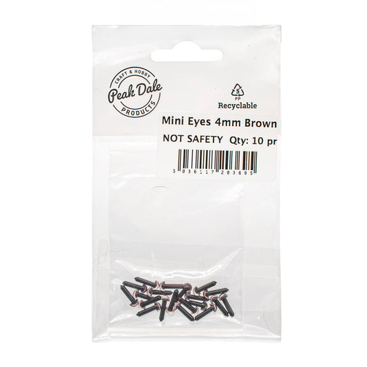 Mini Eyes 4mm Brown NOT SAFETY 10 pairs - Default Title (EY04BRO10)