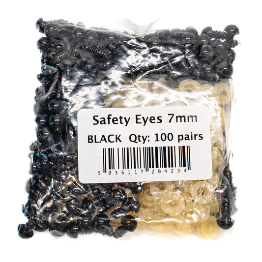 Safety Eyes 7mm Black 100 pairs - Default Title (EY07BLA100)
