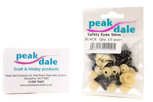 Safety Eyes 9mm Black 10 pairs - Default Title (EY09BLA10)