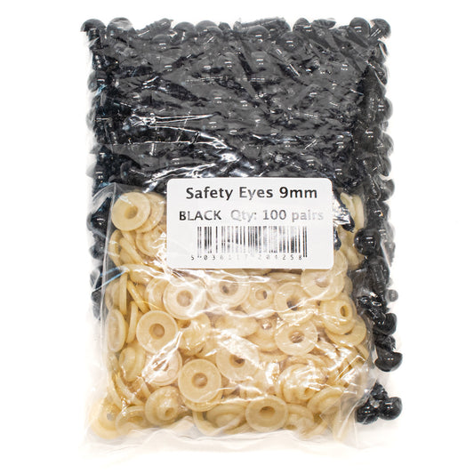 Safety Eyes 9mm Black 100 pairs - Default Title (EY09BLA100)