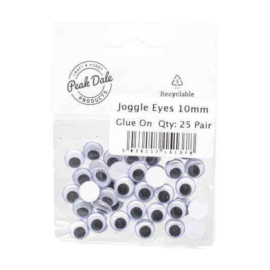 Joggle Eyes 10mm Glue On 25 Pairs - Default Title (JEYE10M25)
