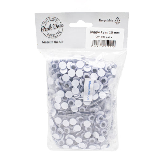 Joggle Eyes 10mm Glue On 500 Pairs - Default Title (JEYE10M500)