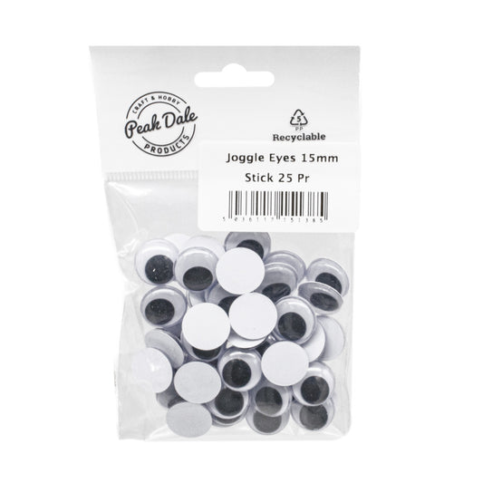Joggle Eyes 15mm Glue On 25 Pairs - Default Title (JEYE15M25)