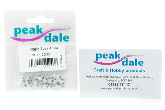 Joggle Eyes 4mm Glue On 25 Pairs - Default Title (JEYE4M25)