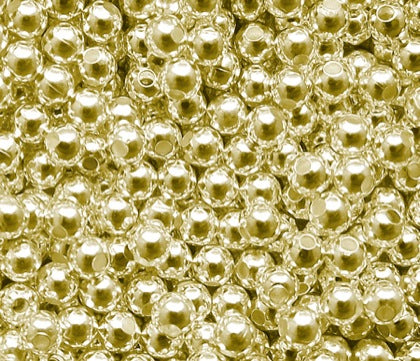 Beads Metal Gilt Plated 3 mm Pack of 100