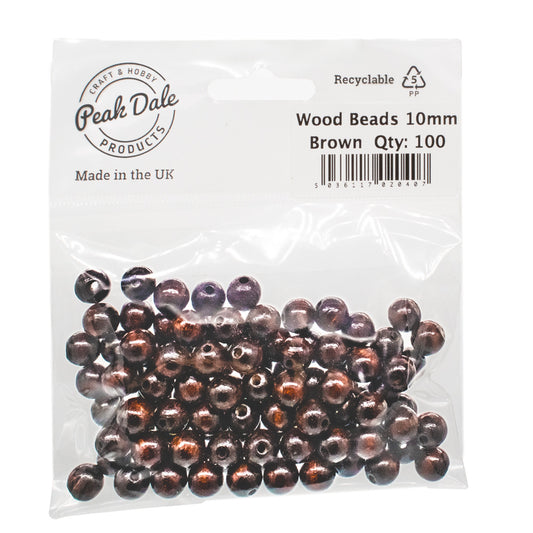 Beads Wood 10mm Round Brown Pack of 100 - Default Title (NO6BRO)