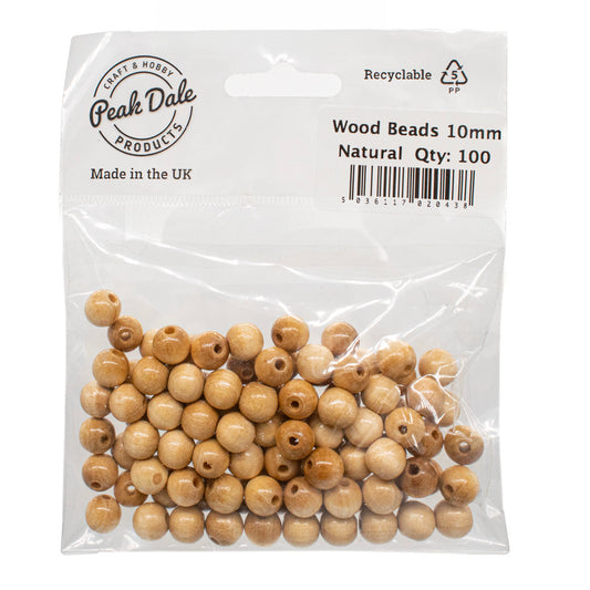 Beads Wood 10mm Round Natural Pack of 100 - Default Title (NO6NAT)