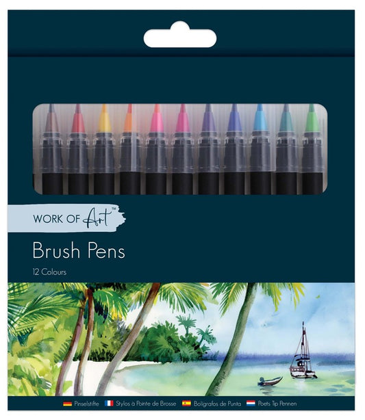 Brush Tip Pens Assorted Colours Pack of 12