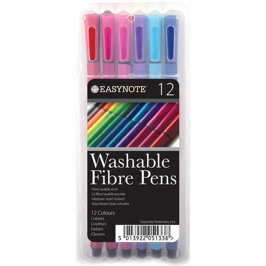 Washable Easynote Fibre Tipped Pens Set 12 - Default Title (PENFIB12)