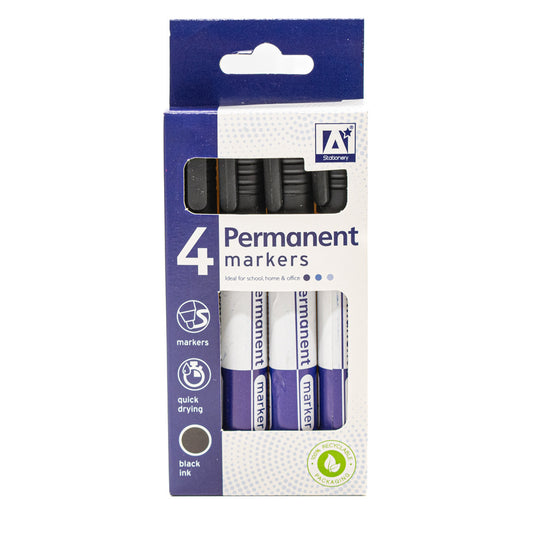 Black Permanent Marker Pens Pack of 4 - Default Title (PENMARK4)