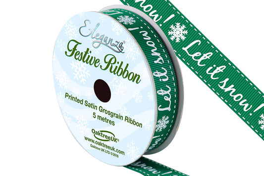 Ribbon 352 Let It Snow GREEN 15mm - Default Title (RIBGLETITSNOWGRE)