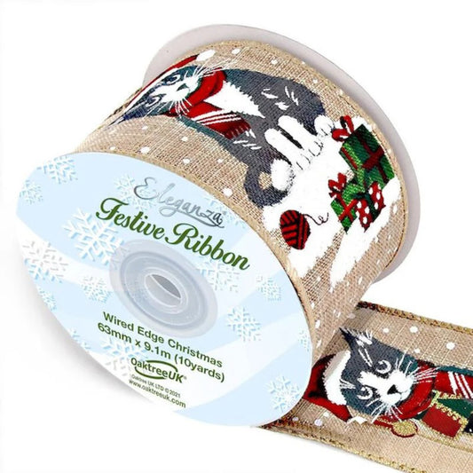 Ribbon 757 Wired Edge Snow/Cat Natural 63mm - Default Title (RIBWESNOCAT)