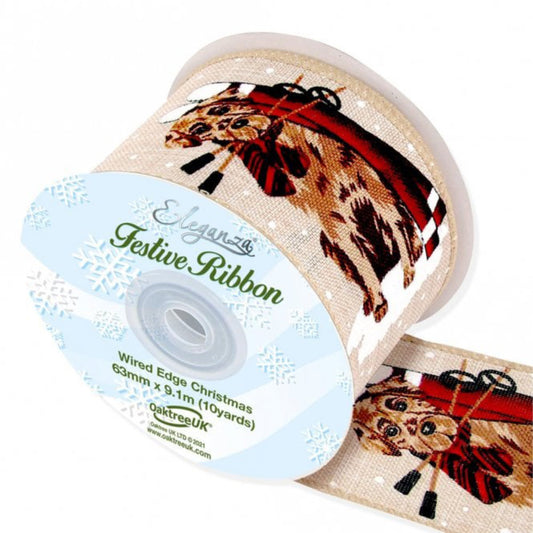 Ribbon 757 Wired Edge Snow/Dog Natural 63mm - Default Title (RIBWESNODOG)