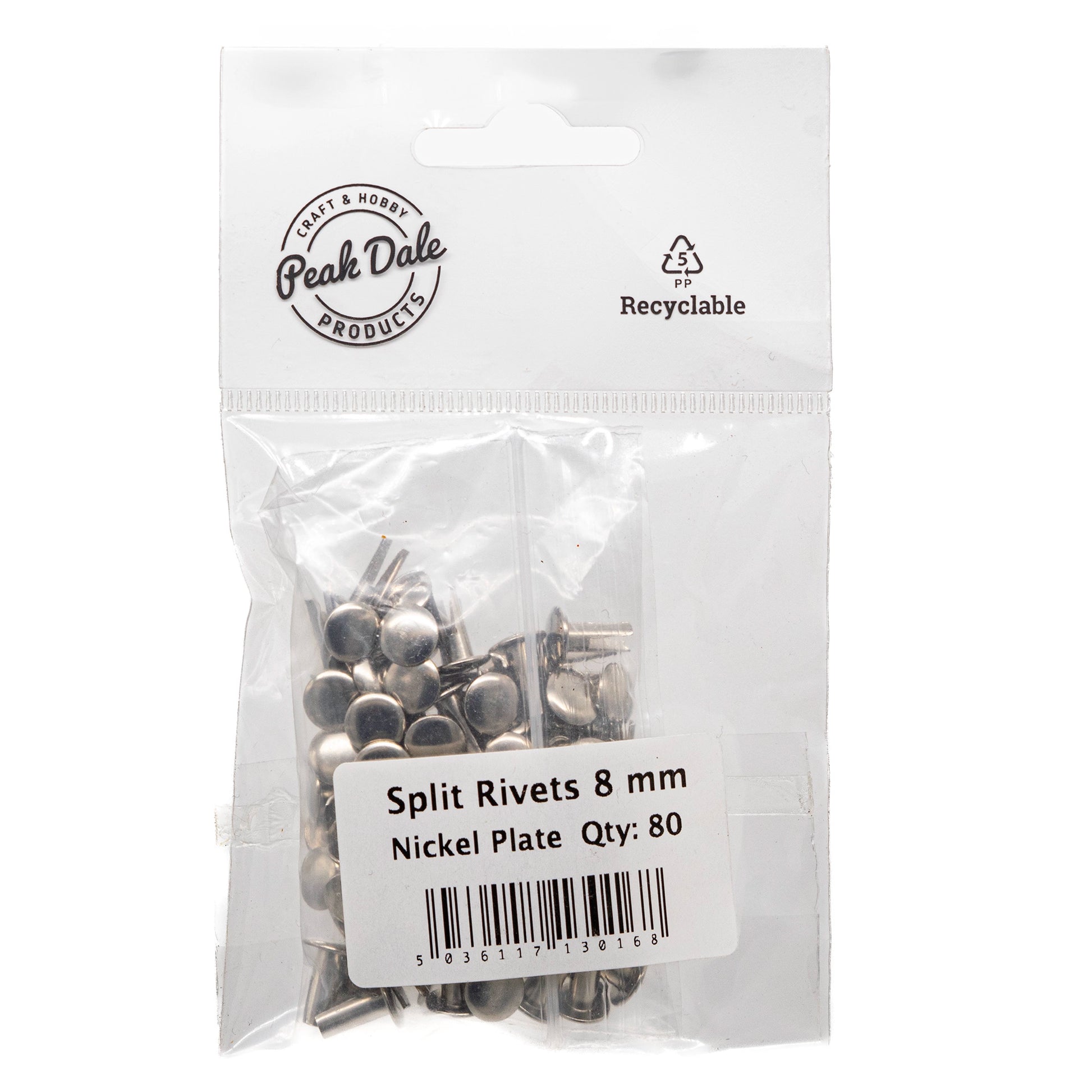 Split Rivets 8 mm Nickel Plated Pack of 80 - Default Title (RIVSPLITNP)