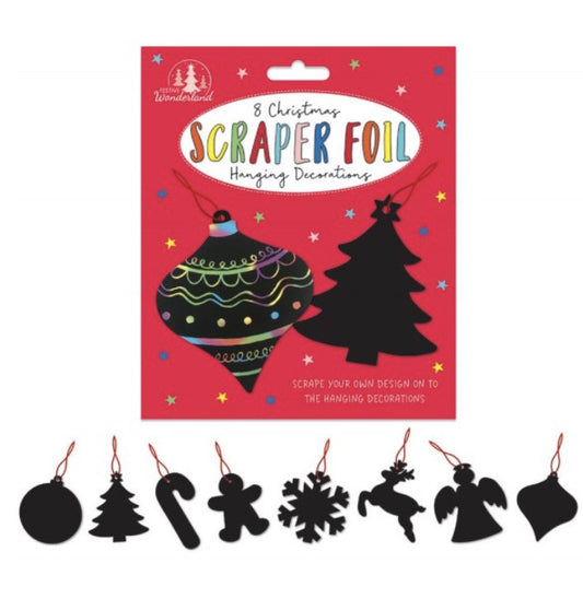 Scratch Art Hanging Decorations Christmas Pack of 8 - Default Title (SCRFOICHR)
