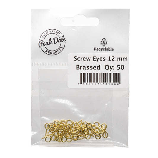 Screw Eyes 12 mm Brassed Pack of 50 - Default Title (SE12)