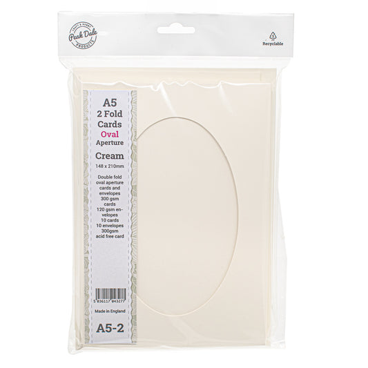 Cards A5 Cream with Oval Aperture Pack of 10- A5-2 - Default Title (SFA5CREAPEOV)