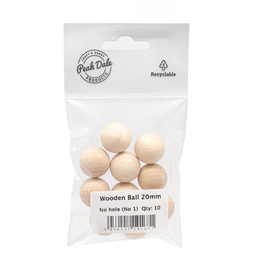 Wood Ball 20mm - No hole Pack of 10 - Default Title (WOODB1-10)