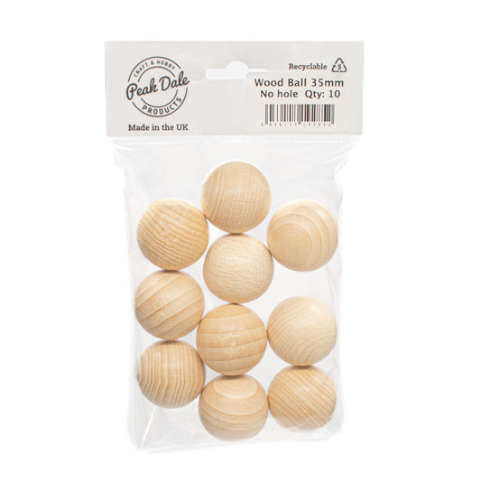 Wood Ball 35mm - No hole Pack of 10 - Default Title (WOODB6-10)