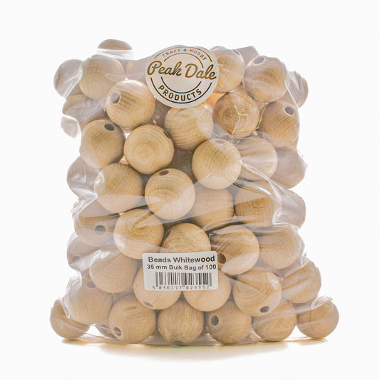 Beads Whitewood 35 mm Bulk Bag of 100 - Default Title (WOODBB36-100)