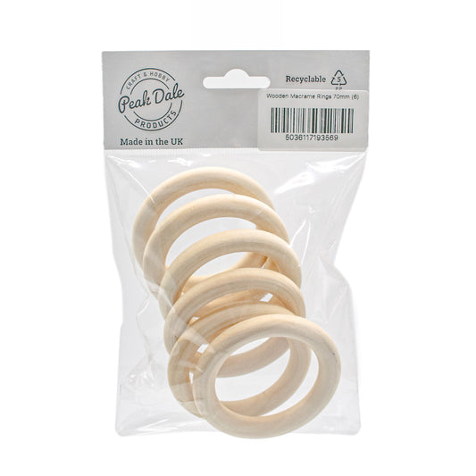 Wooden Macrame Rings 70mm Pack of 6 - Default (WOODMACRINGS70)