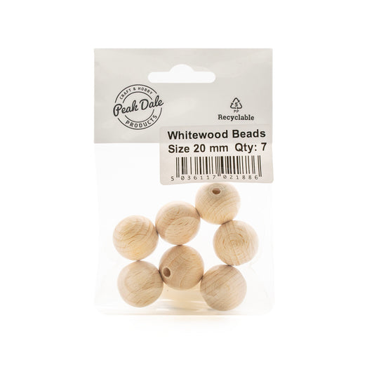 Beads Whitewood 20 mm Pack of 7 - Default Title (WOODWW20)
