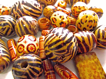 Beads Wood Mix African Painted 25g