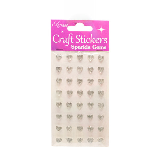 Adhesive Backed Gems 6mm Silver Heart - Default (BLI6HEA)
