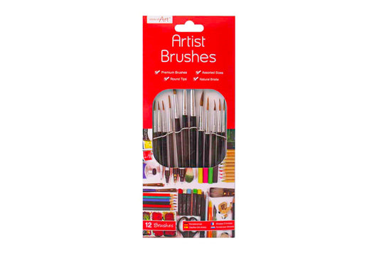 Natural Artist Brush Set Pack of 12 assorted - Default Title (BRUSHSET12)