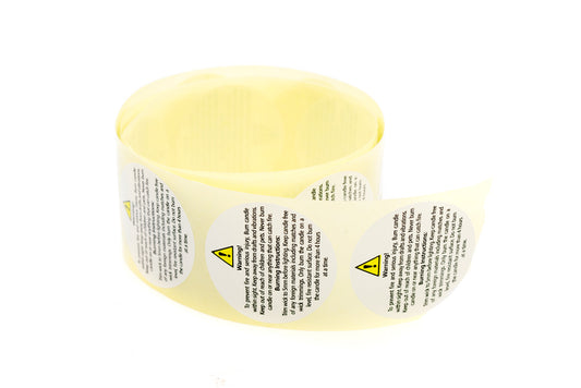 Candle Warning Labels 35mm dia Pack of 20