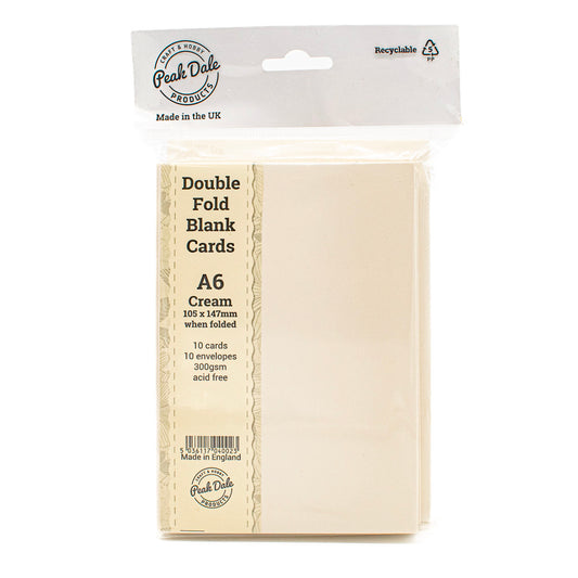 Cards A6 - BLANK Double Fold Cream Pack of 10 - Default Title (CARD3FBCREAM)