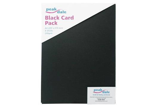 Cardstock A4 Black Pack of 8 (240gsm) - Default Title (CARDBLACKA4)