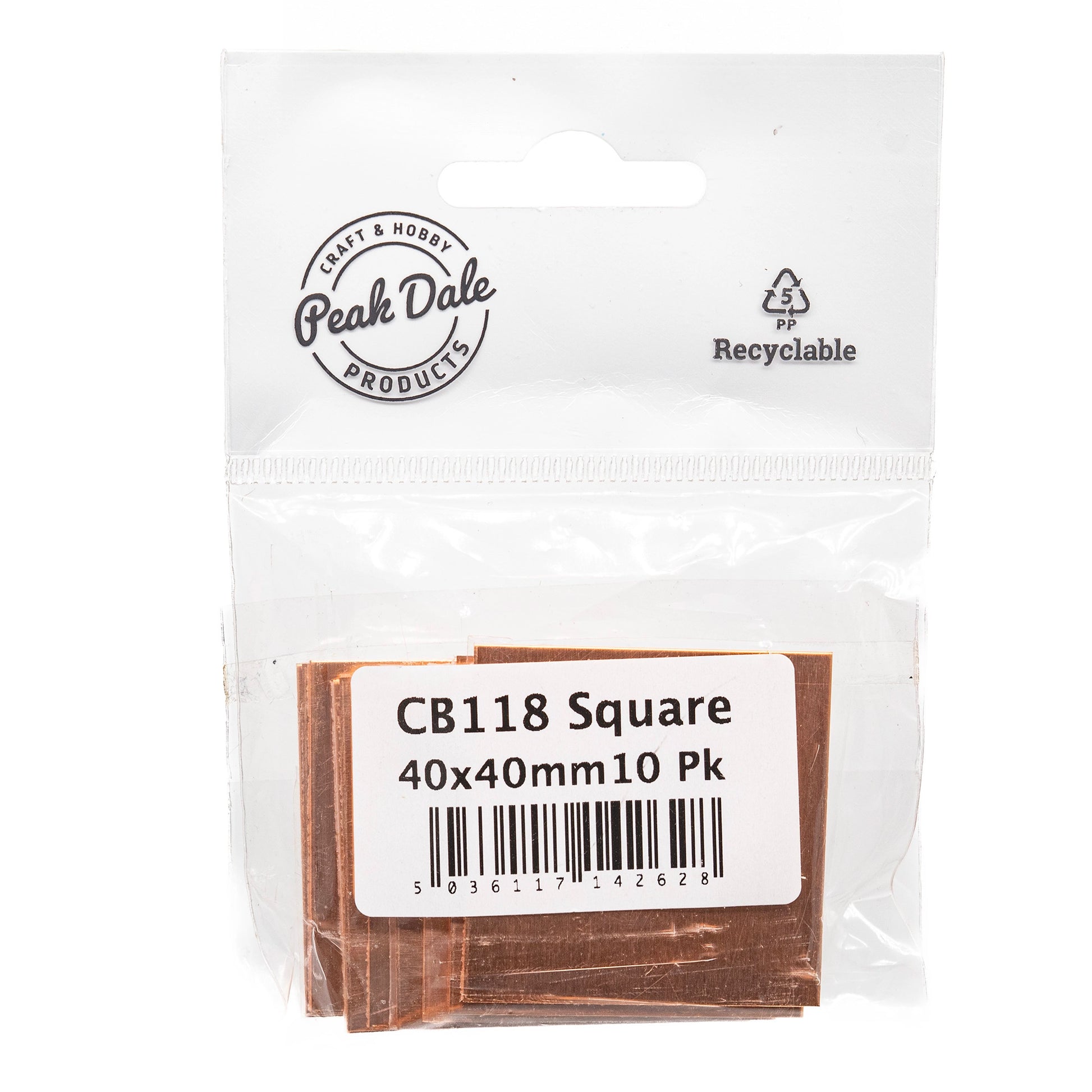 CB118 Square 40x40mm Copper Blank 10 Pk - Default (CB118)
