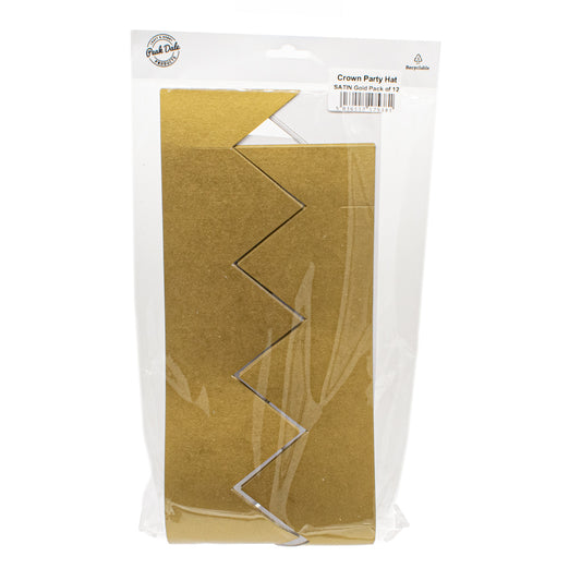 Crown Party Hat SATIN Gold Pack of 50