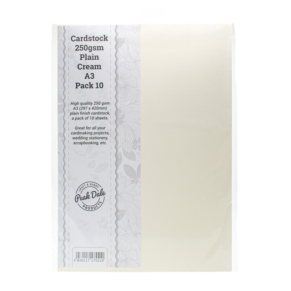 Cardstock A3 Plain Cream Pack of 10 (250gsm) - Default (CSPLACRE-A3-10)
