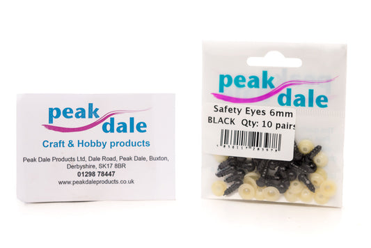 Safety Eyes 6mm Black 10 pairs - Default Title (EY06BLA10)