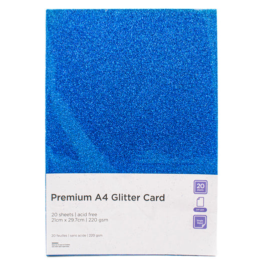 Value Glitter Card A4 BLUE Pack of 20 - Default (GLITCVALBLU)