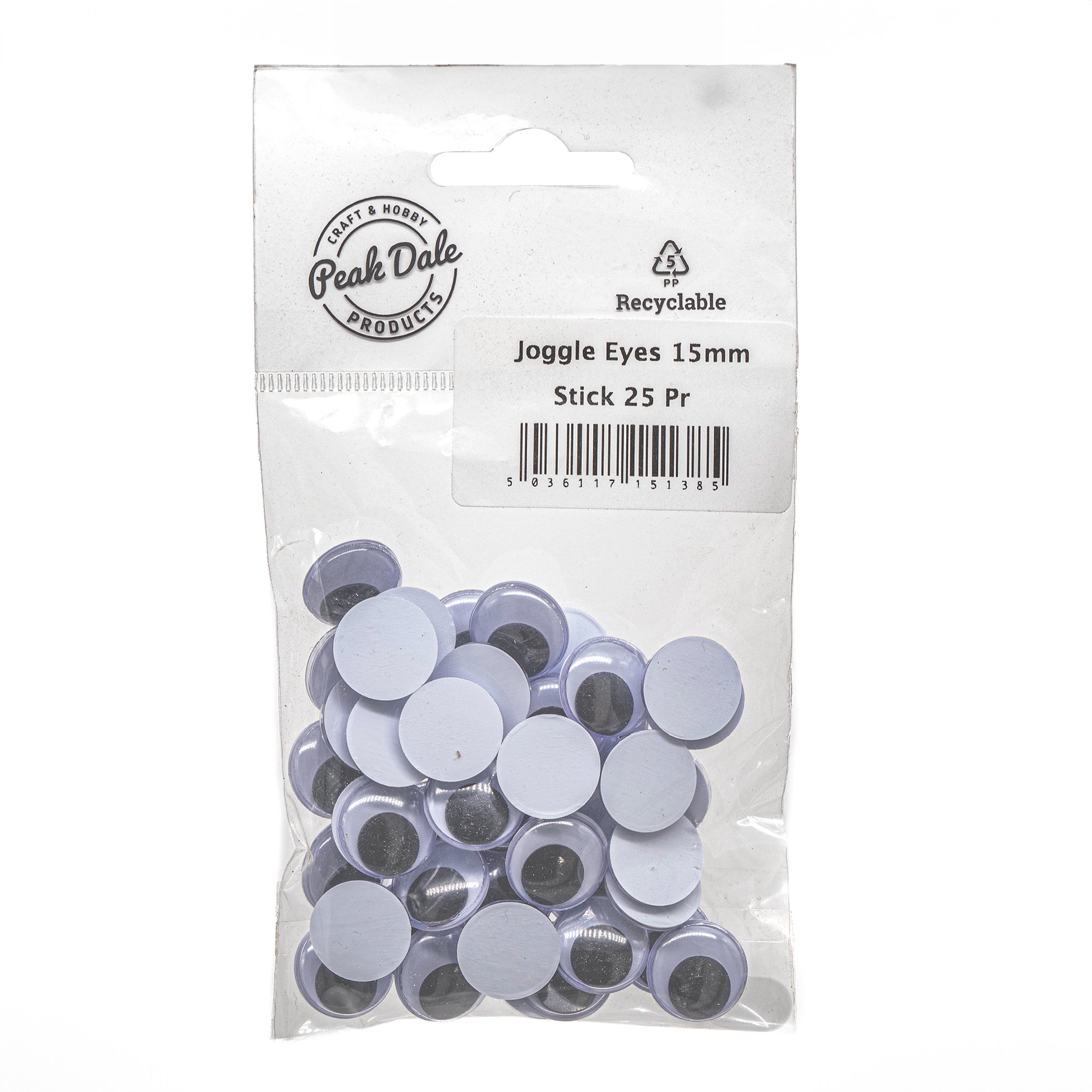 Joggle Eyes 15mm Glue On 25 Pr - Default (JEYE15M25)