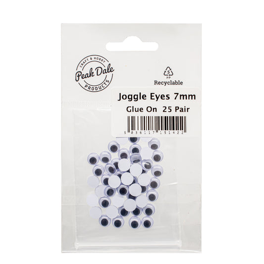 Joggle Eyes 7mm Glue On 25 Pairs - Default Title (JEYE7M25)