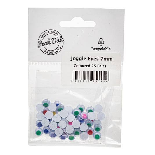 Joggle Eyes Coloured 7mm 25 pair - Default (JEYECOL7M25)
