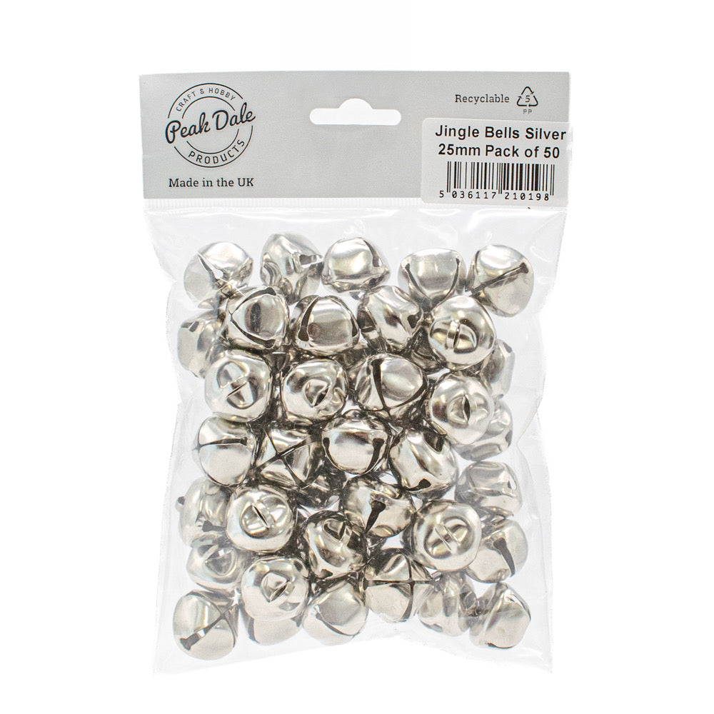 Jingle Bells Silver 25mm Pack of 50 - Default (JINGBEL50)