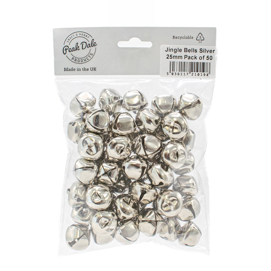 Jingle Bells Silver 25mm Pack of 50 - Default (JINGBEL50)
